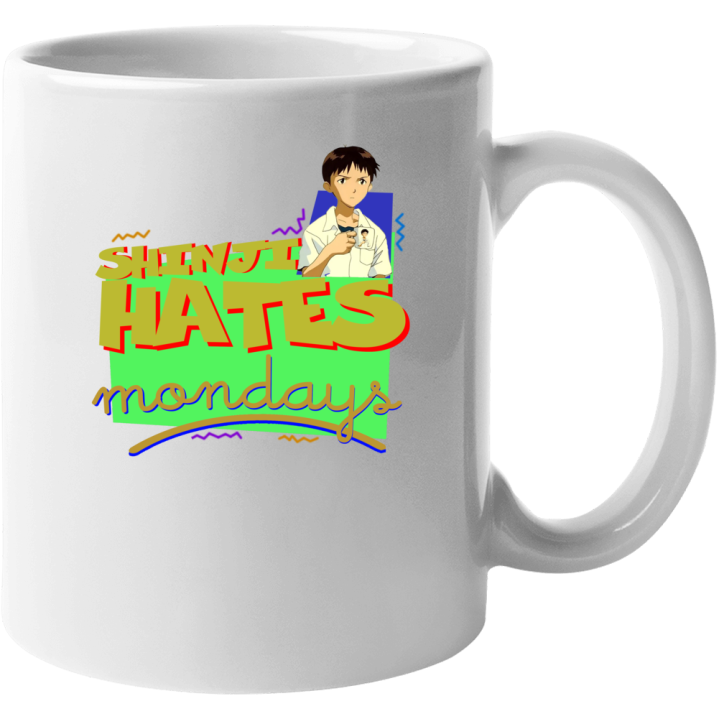 Neon Genesis Garfield Parody Shinji Hates Mondays Meme Gift Mug