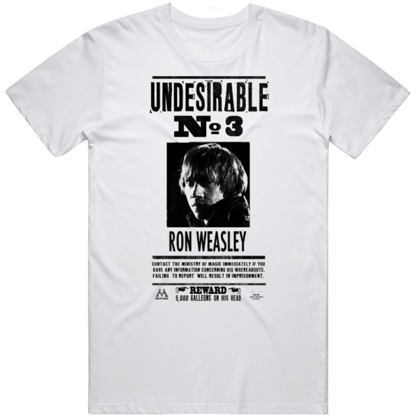 Undesirable Number 3 Ron Weasley Harry Potter Funny T Shirt