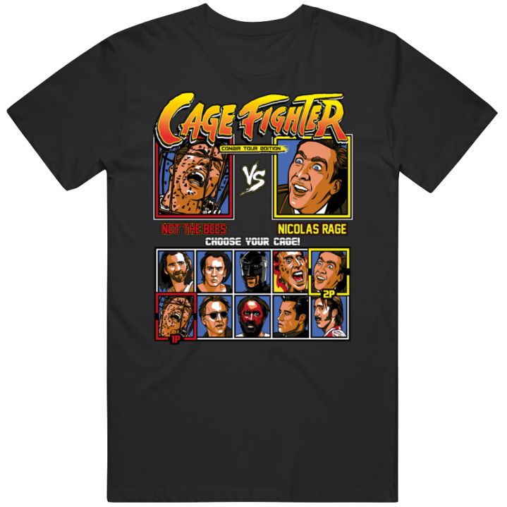 Nicholas Cage Fighter Retro Video Game Christmas Gift T Shirt