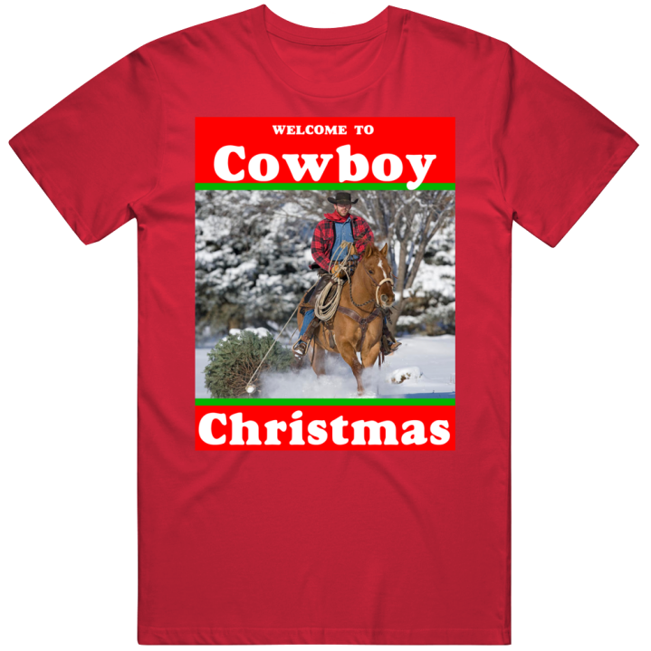 Welcome To Cowboy Christmas Tree Vintage Retro Gift T Shirt