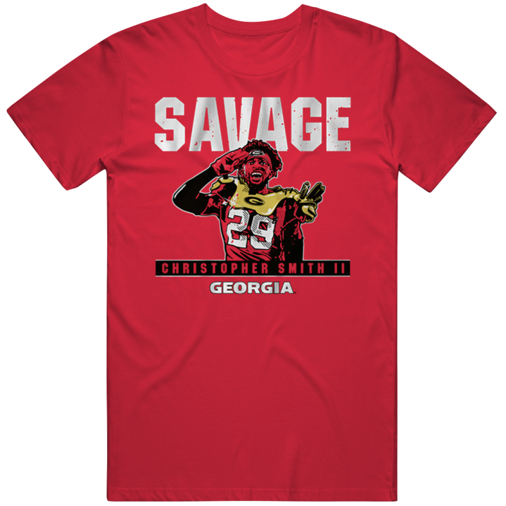 Christopher Smith Savage Georgia Bulldogs Football T Shirt