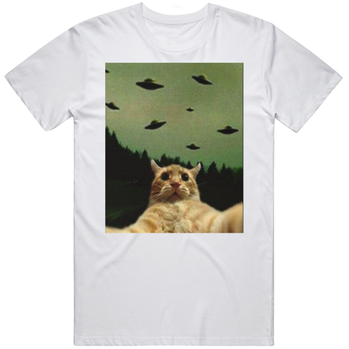 Funny Ufo Cat Selfie Meme T Shirt