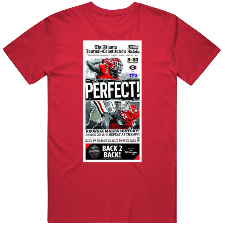 Georgia Bulldogs Newspaper Dawg Nation Back 2 Back Football T Shirt