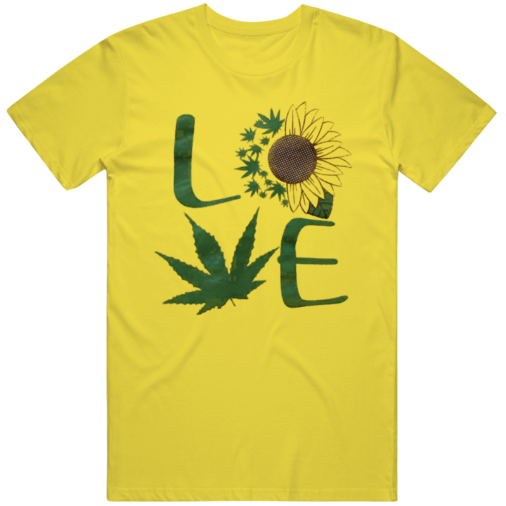 Love Sunflowers Weed Hemp Leaf Summer T Shirt