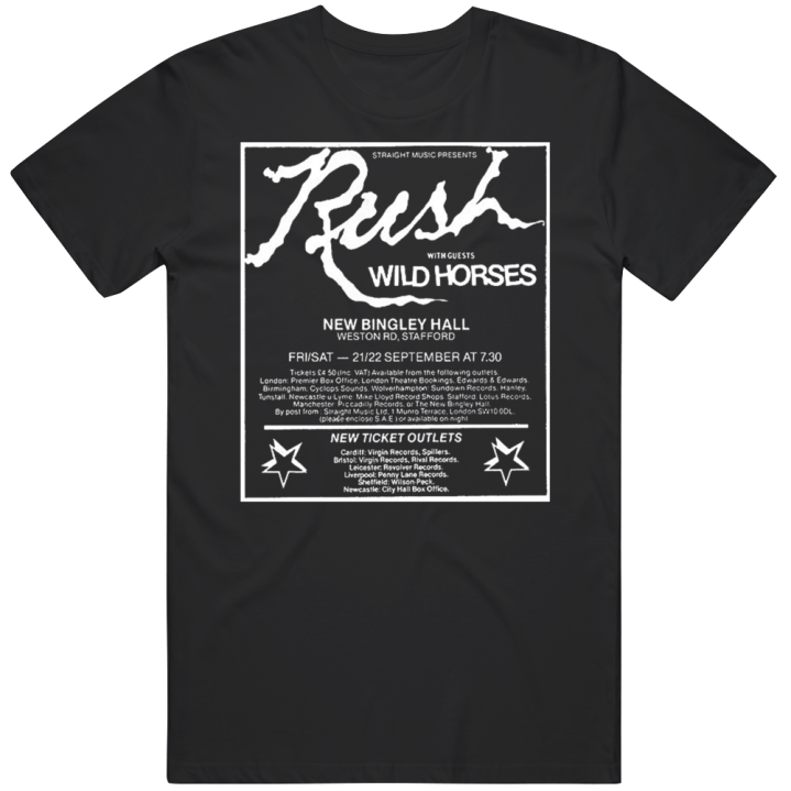 Rush Band September 1979 Bingley Hall Stafford Retro T Shirt