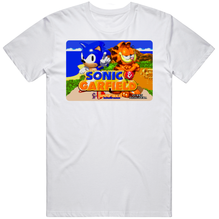 Sonic And Garfield Sega Retro Video Game Crossover T Shirt