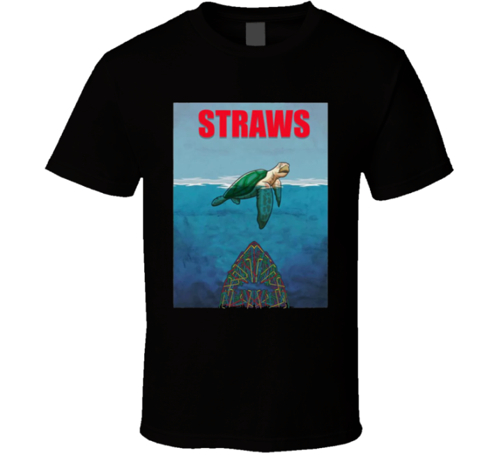 Straws Jaws Littering Parody Save The Ocean T Shirt