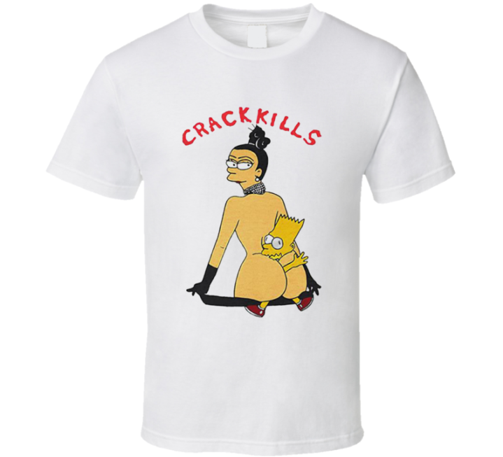 Crack Kills Bart Simpson 90s Retro T Shirt