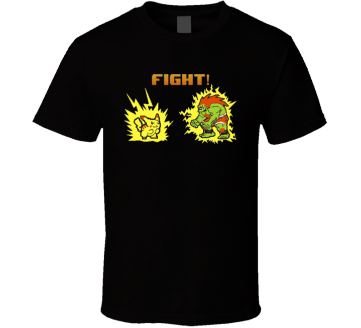 Pikachu Vs Blanka Street Fighter Pokemon Parody T Shirt