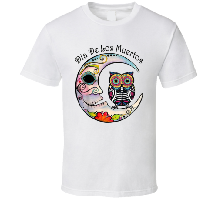 Owl Moon Sugar Skull Mexico Calavera Day Of The Dead T Shirt