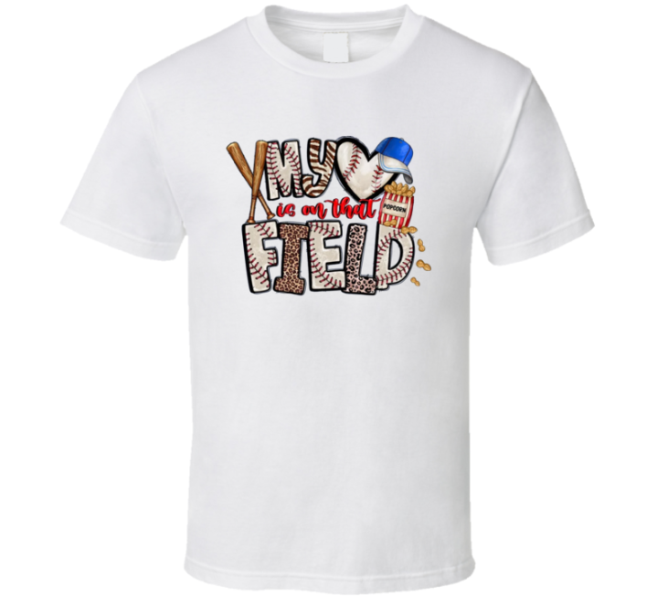 My Heart Is On That Field Baseball Popcorn T Shirt