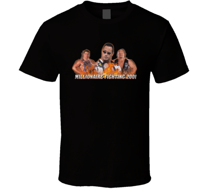 Millionair Fighting 2001 The Rock Steve Austin Wrestling T Shirt