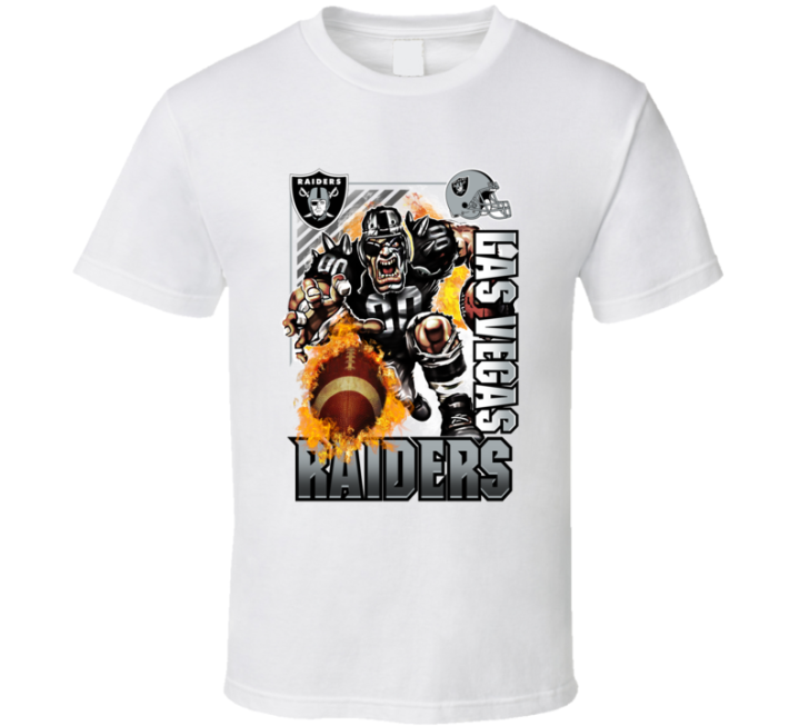 Las Vegas Raiders Rush 2000s 90s Retro Flaming Football T Shirt