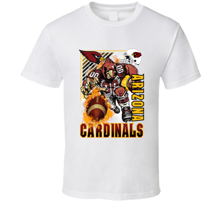 Arizona Cardinals Rush 2000s 90s Retro Flaming Football T Shirt