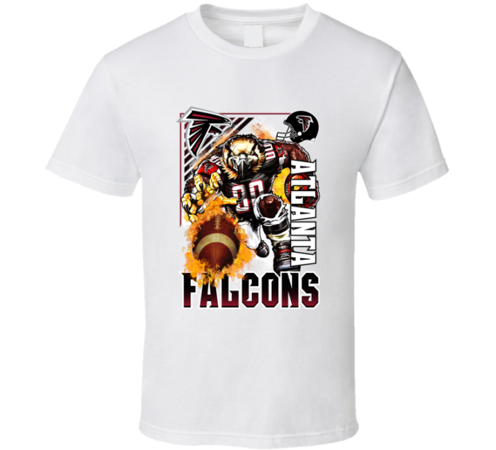 Atlanta Falcons Rush 2000s 90s Retro Flaming Football T Shirt