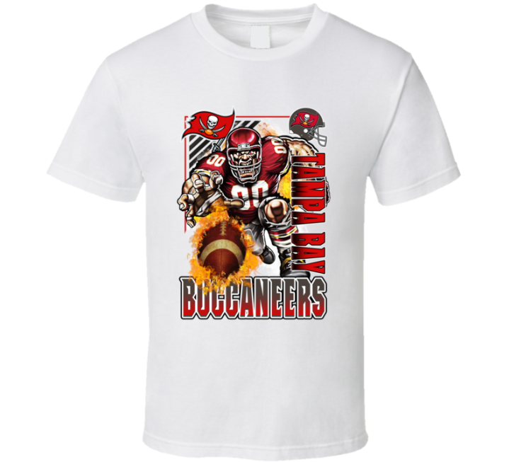 Tampa Bay Buccaneers Rush 2000s 90s Retro Flaming Football T Shirt