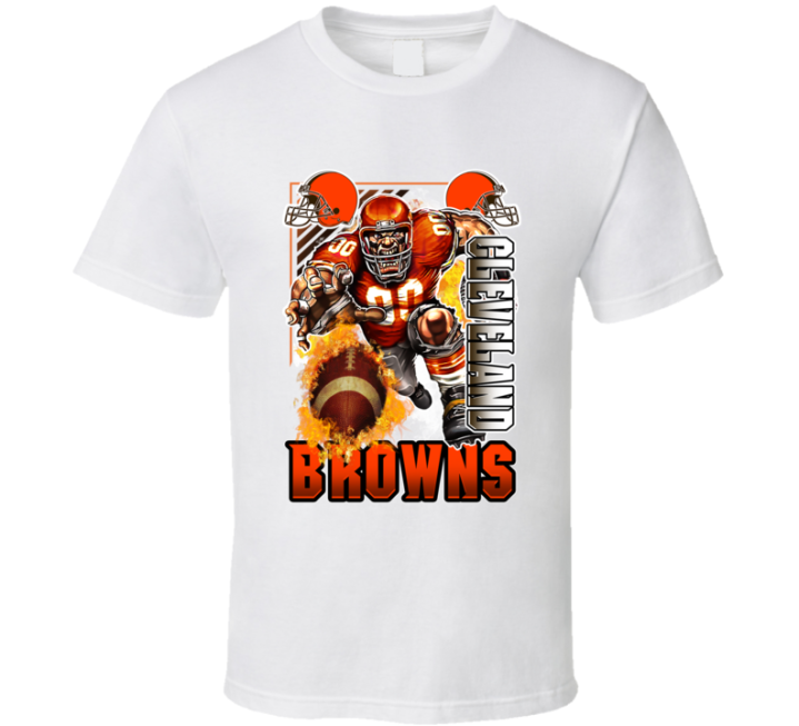 Cleveland Browns Rush 2000s 90s Retro Flaming Football T Shirt