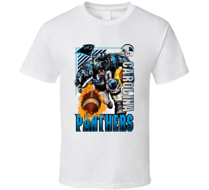 Carolina Panthers Rush 2000s 90s Retro Flaming Football T Shirt