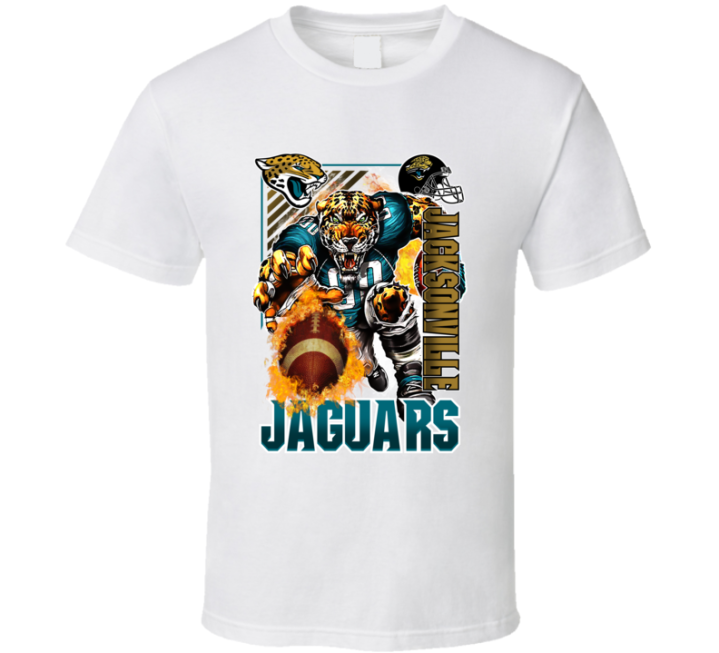 Jacksonville Jaguars Rush 2000s 90s Retro Flaming Football T Shirt