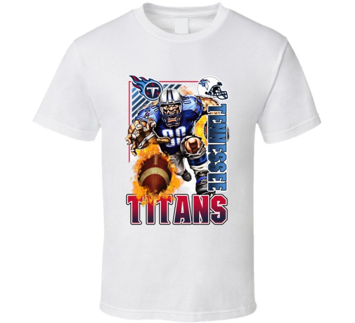 Tennessee Titans Rush 2000s 90s Retro Flaming Football T Shirt