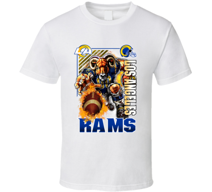 Los Angeles Rams Rush 2000s 90s Retro Flaming Football T Shirt