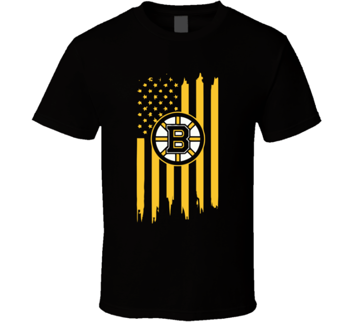 Boston Bruins American Flag Hockey T Shirt