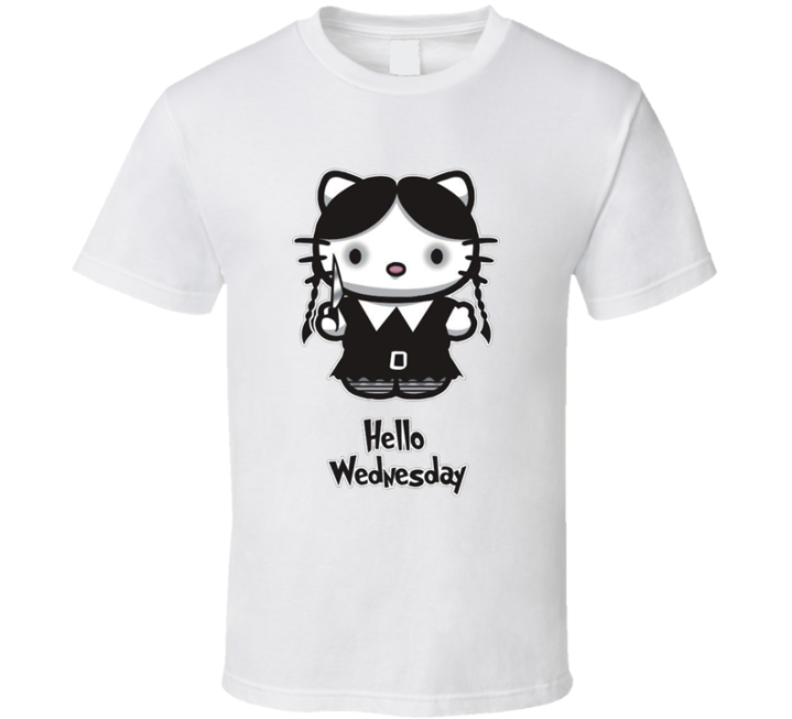 Hello Wednesday Kitty Parody T Shirt