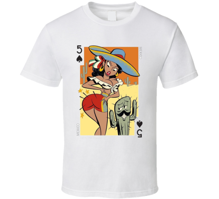 Mexico Playing Card Cactus Butt T Shirt