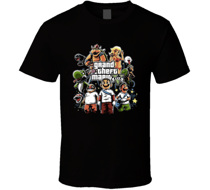 Grand Theft Mario Auto Parody Meme T Shirt