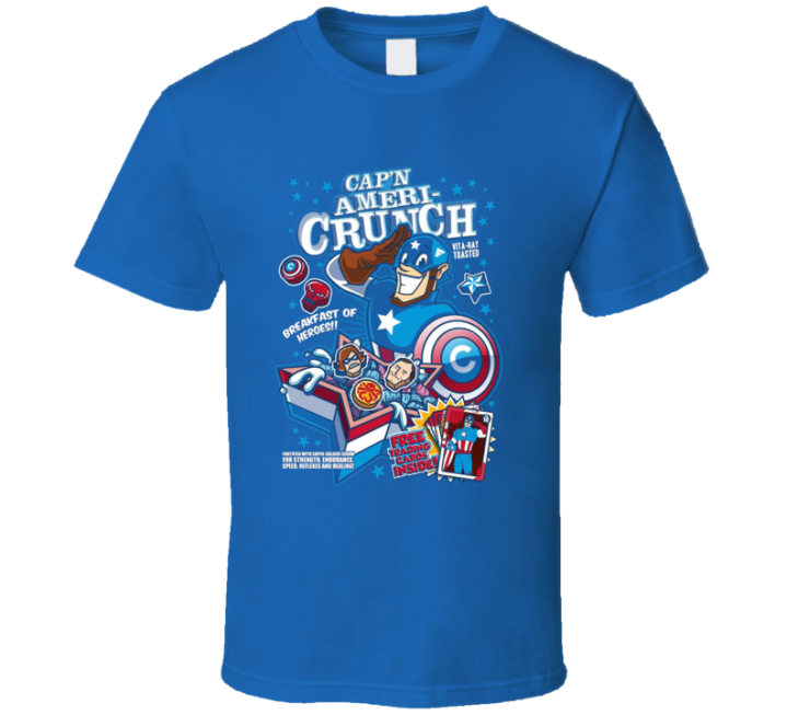 Cap'n Ameri Crunch Captain Crunch America Marvel Parody Cereal T