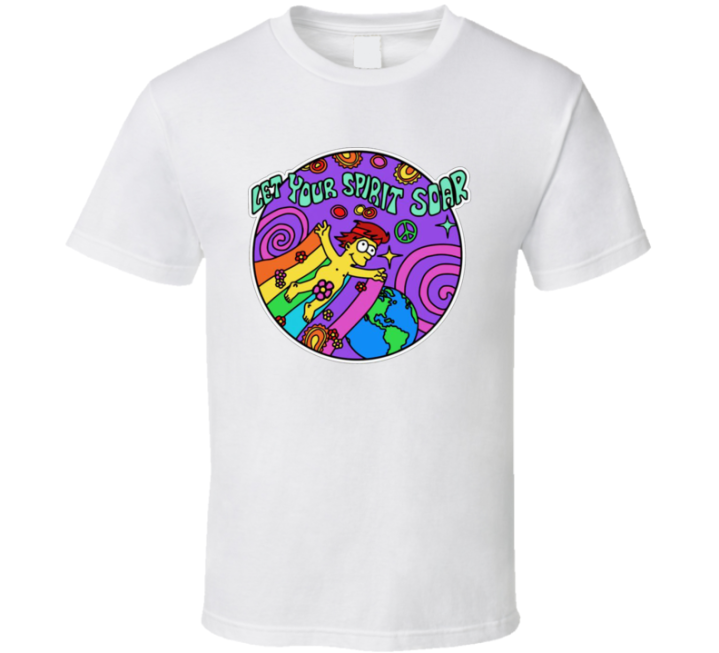 Hippie Bart Simpson Let Your Spirit Fly Parody T Shirt