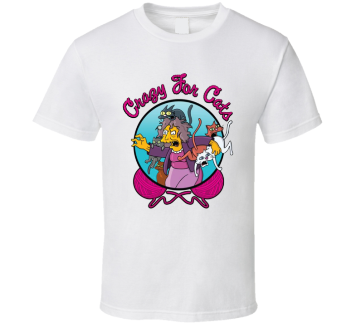 Crazy For Cats Simpsons Cat Lady Parody T Shirt