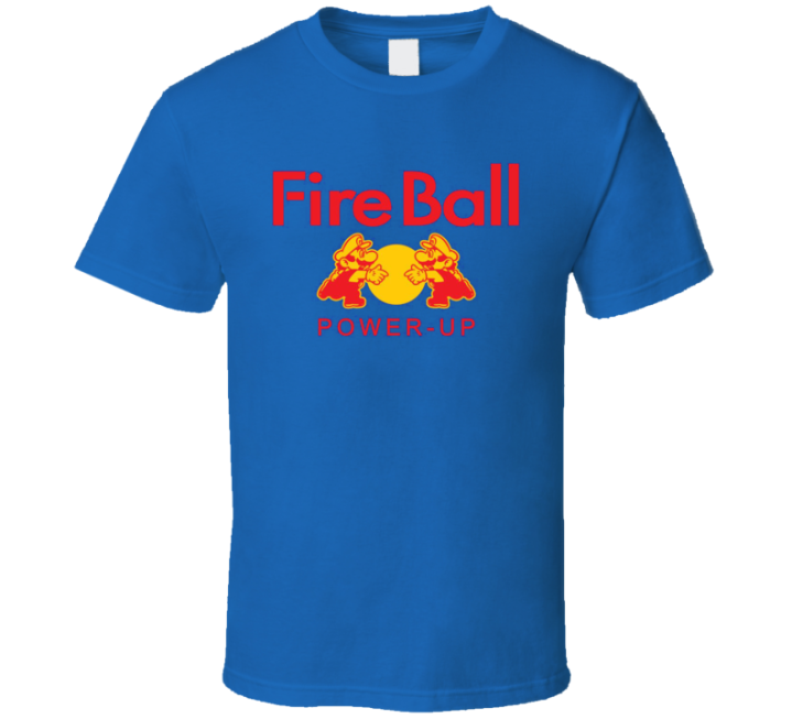 Fire Ball Power Up Red Bull Mario Parody T Shirt