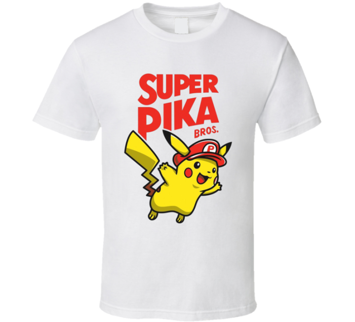 Super Pika Bros Pikachu Mario Bros Parody Meme T Shirt