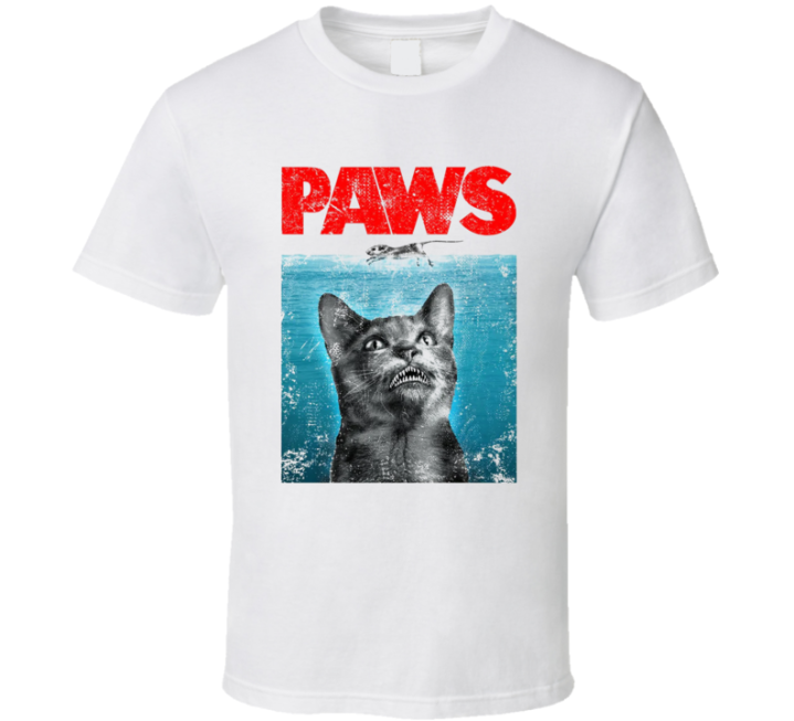 Jaws Paws Pet Cat Lover Parody T Shirt