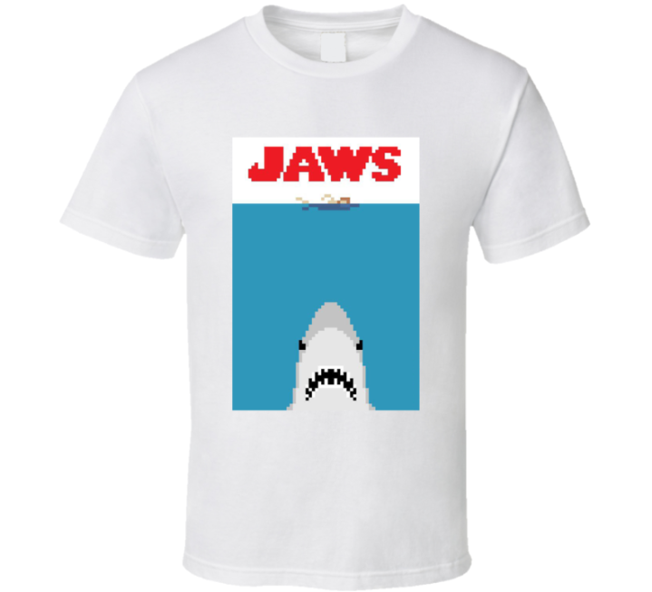 Jaws Pixel Art Movie Gameboy Parody T Shirt