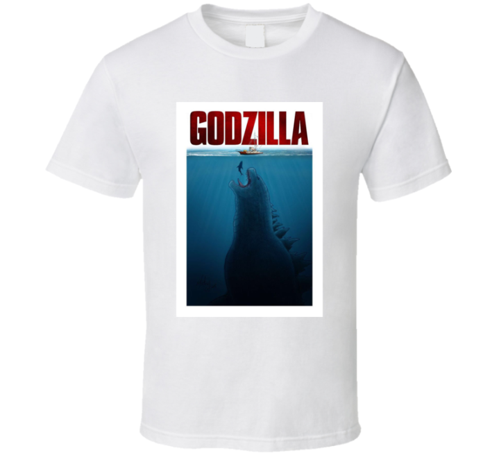 Godzilla Jaws Movie Parody T Shirt