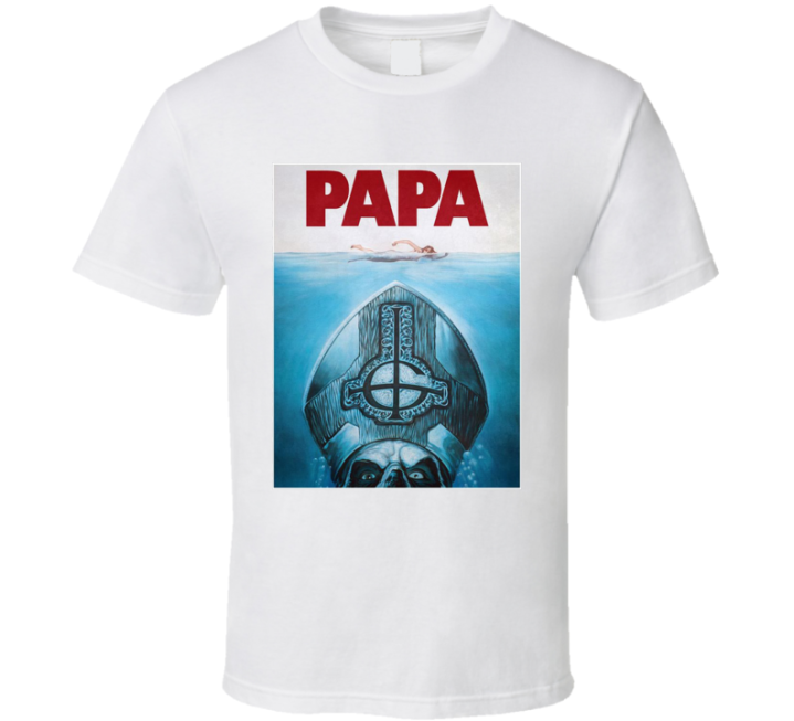 Papa Pope Jaws Parody T Shirt