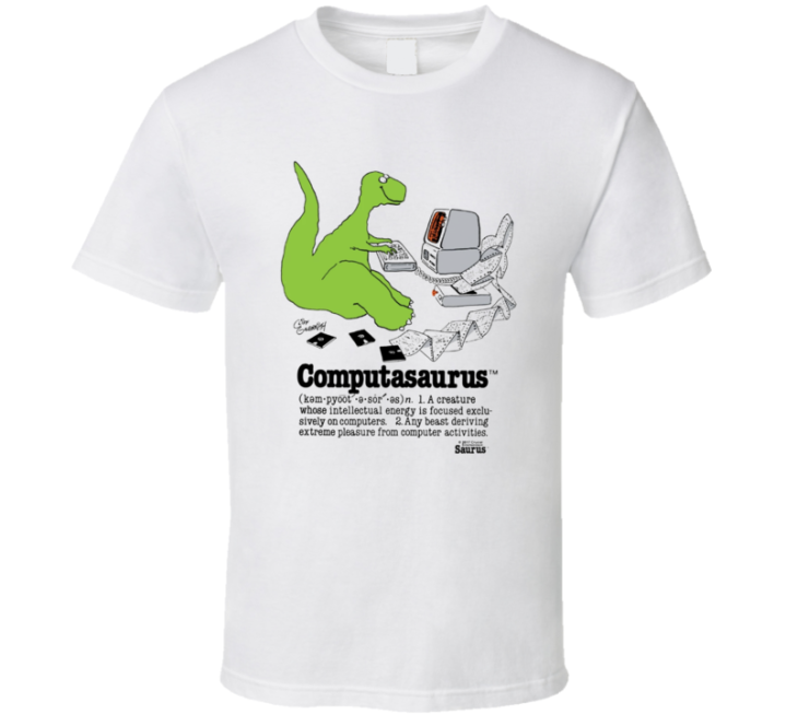 Computasaurus 80s 90s Retro Vintage Saurus Gang Dino Gift T Shirt