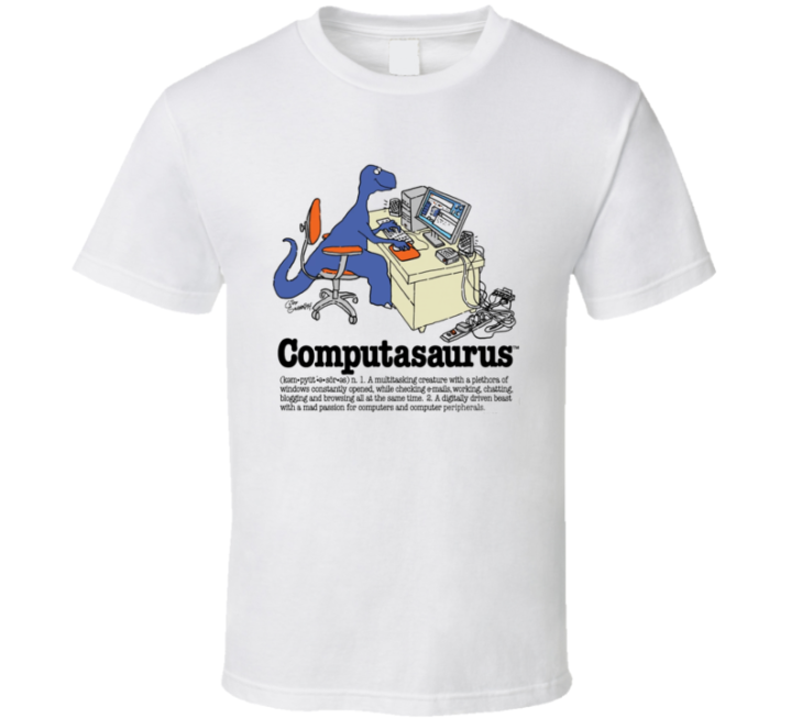 Computasaurus 80s 90s Retro Vintage Saurusgang Dino T Shirt