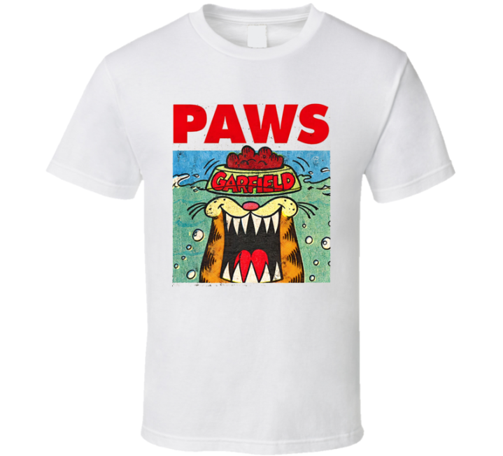 Garfield Paws Jaws Parody T Shirt