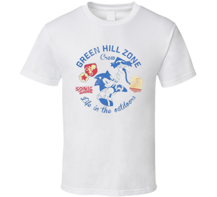 Green Hill Zone Crew Sonic Hedgehog T Shirt