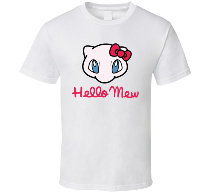 Hello Mew Kitty Pokemon Parody T Shirt