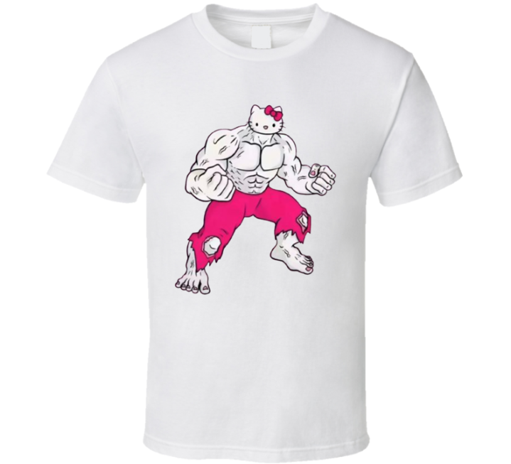 Hello Hulk Kitty Bodybuilding Gym T Shirt