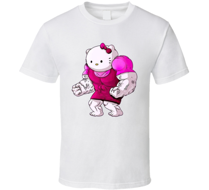 Hello Kitty Buff Barbie Bodybuilder Gym T Shirt