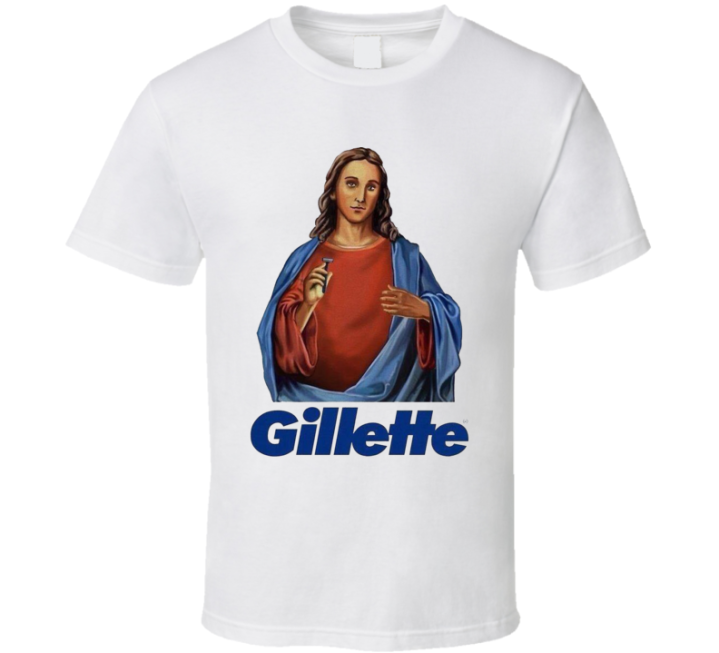 Gillette Jesus Shaving Parody T Shirt