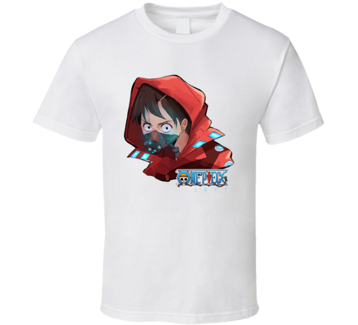 One Piece Luffy Cyberpunk 2077 Parody T Shirt