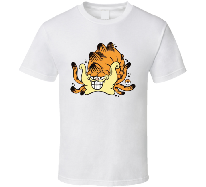 Garfield Omastar Pokemon Parody T Shirt