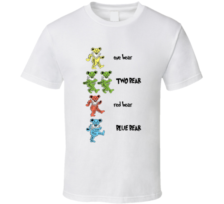 One Two Red Blue Bear Grateful Dead Dr Seuss Parody T Shirt