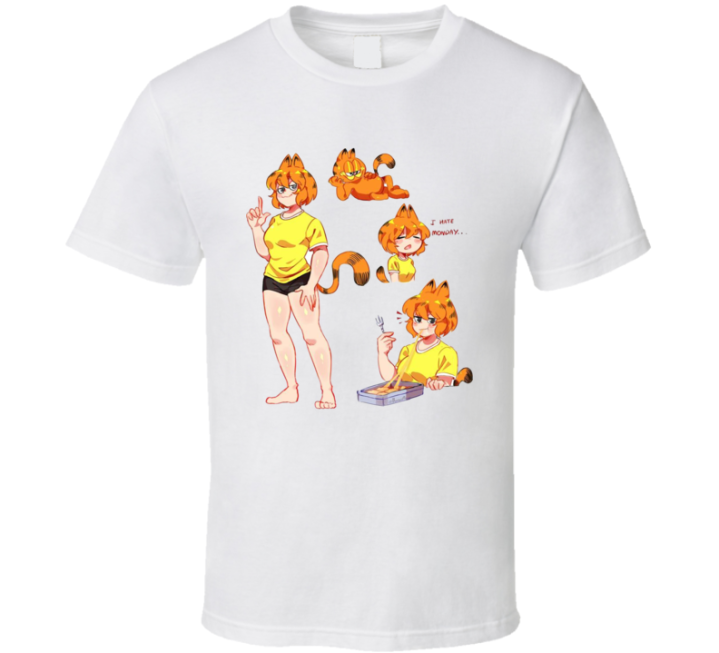 Female Garfield I Hate Monday Parody T Shirt